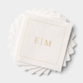 Eenvoudig Elegant Monogrammed Minimal Wedding Gold Folie Servetten (Insitu (Gestapeld))
