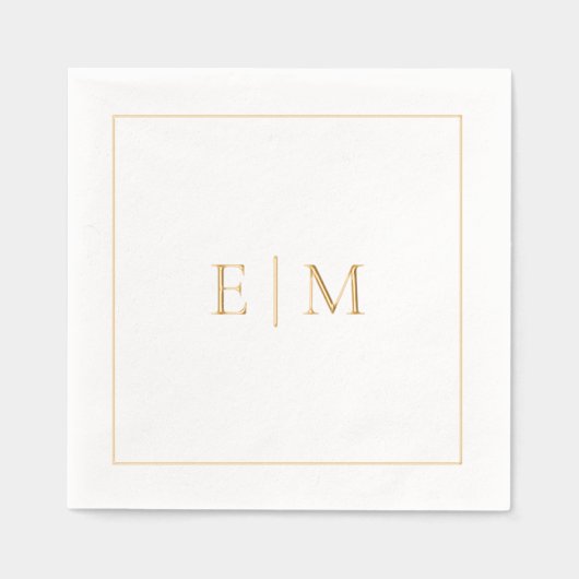 Eenvoudig Elegant Monogrammed Minimal Wedding Gold Folie Servetten (Voorkant)