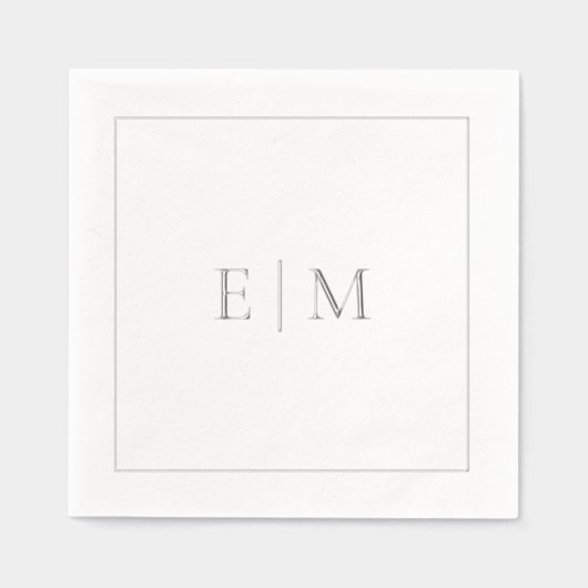 Eenvoudig Elegant Monogrammed Minimal Wedding Zilv Folie Servetten (Voorkant)