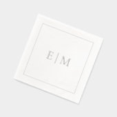 Eenvoudig Elegant Monogrammed Minimal Wedding Zilv Folie Servetten (Links)
