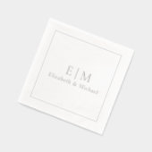 Eenvoudig Elegant Monogrammed Minimal Wedding Zilv Folie Servetten (Links)