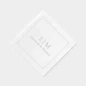 Eenvoudig Elegant Monogrammed Minimal Wedding Zilv Folie Servetten (Rechts)