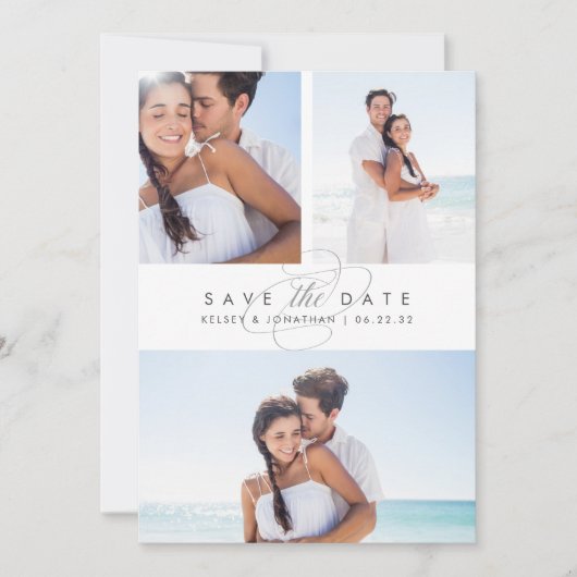 Eenvoudig Elegant Multi Photo Save the Date (Voorkant)