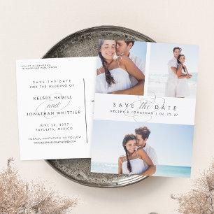 Eenvoudig Elegant Multi Photo Save the Date Aankondigingskaart