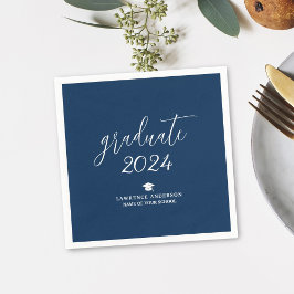 Eenvoudig Elegant Navy Blue Afstuderen 2024 Afstud Servet