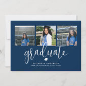 Eenvoudig Elegant Navy Blue Afstuderen Afstuderen  Kaart (Voorkant)