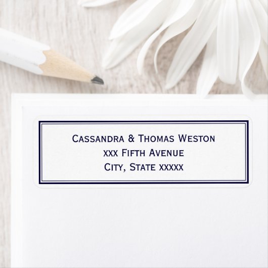 Eenvoudig Elegant Navy Blue Framed Address Label (Insitu)