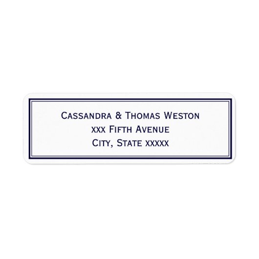 Eenvoudig Elegant Navy Blue Framed Address Label (Voorkant)