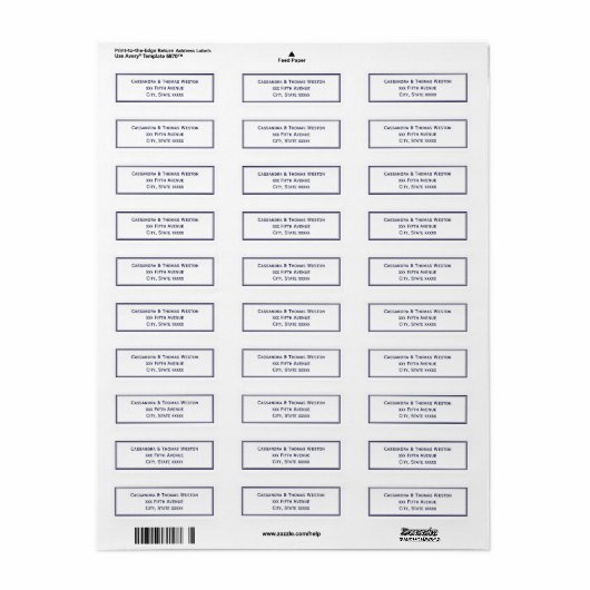Eenvoudig Elegant Navy Blue Framed Address Label (Full Sheet)