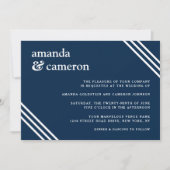 Eenvoudig Elegant Navy Blue Wedding Kaart (Voorkant)