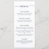Eenvoudig Elegant Navy Blue Wedding Menu (Voorkant)