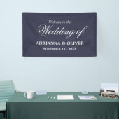 Eenvoudig Elegant Navy Blue Welcome Weddenschap Spandoek (Beurs)