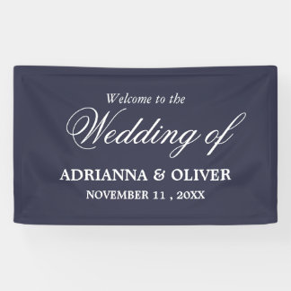 Eenvoudig Elegant Navy Blue Welcome Weddenschap Spandoek
