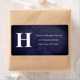Eenvoudig Elegant Navy Blue White Monogram Initiaa Etiket