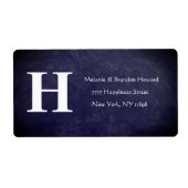 Eenvoudig Elegant Navy Blue White Monogram Initiaa Etiket (Voorkant)