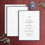 Eenvoudig Elegant Navy Blue & White Monogram Wedde Kaart<br><div class="desc">Ben je op zoek naar een eenvoudige, elegante manier om je gasten uit te nodigen voor je bruiloft? Kijk niet verder dan deze mooie, blauwachtige witte uitnodiging met moderne typografie. Dit minimalistische ontwerp is perfect voor stellen die een stijlvolle huwelijksuitnodiging willen die hun gasten zeker onder de indruk brengt. Bovendien...</div>