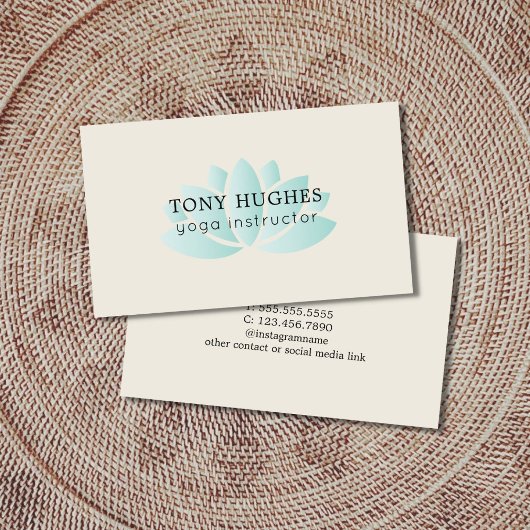 Eenvoudig Elegant Old White Turquoise Lotus Icon Y Visitekaartje