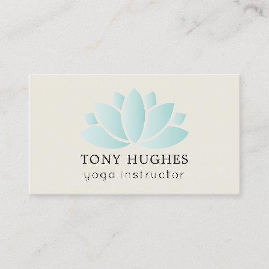 Eenvoudig Elegant Old White Turquoise Lotus Icon Y Visitekaartje (Voorkant)