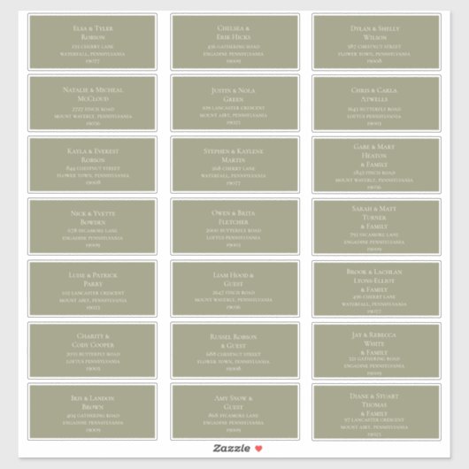 Eenvoudig elegant | Olijfgroene gastAdresetiketten Sticker (Vel)