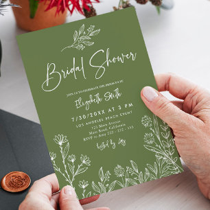 Eenvoudig Elegant Olive Green Branches Vrijgezelle Kaart