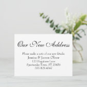 Eenvoudig, elegant ons nieuwe adres zwart op wit informatiekaartje (Staand voorkant)