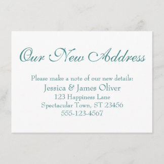 Eenvoudig elegant ons nieuwe adreslicht Blauwgroen Informatiekaartje