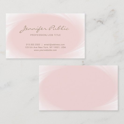 Eenvoudig Elegant Ontwerp Blush Roze Rose Goud Tre Visitekaartje (Voorkant / Achterkant)