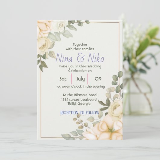 Eenvoudig elegant ontwerp Uitnodiging (Staand voorkant)