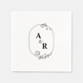 Eenvoudig Elegant Paar Initialen Bruiloft Servet (Voorkant)