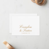 Eenvoudig Elegant Paar Namen Gold Script Monogram Notitiekaartje (Voorkant / Achterkant in situ)
