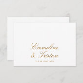 Eenvoudig Elegant Paar Namen Gold Script Monogram Notitiekaartje (Voorkant / Achterkant)
