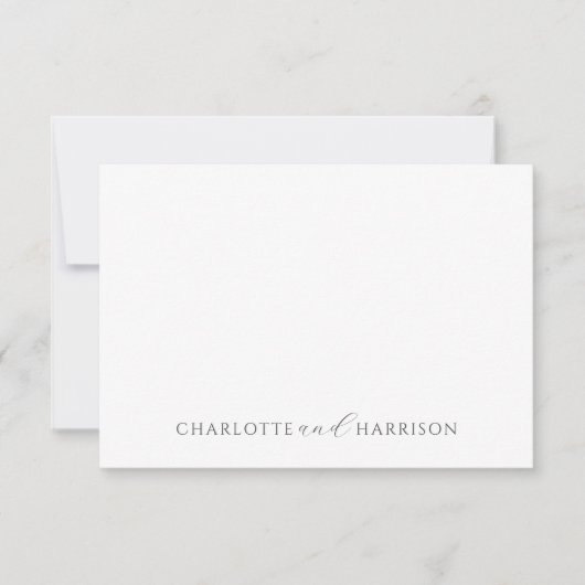 Eenvoudig Elegant Paar Namen Monogram Notitiekaartje (Voorkant)