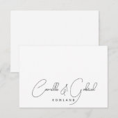 Eenvoudig Elegant paar Namen Script Monogram Notitiekaartje (Voorkant / Achterkant)