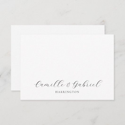 Eenvoudig Elegant paar Namen Script Monogram Notitiekaartje (Voorkant / Achterkant)