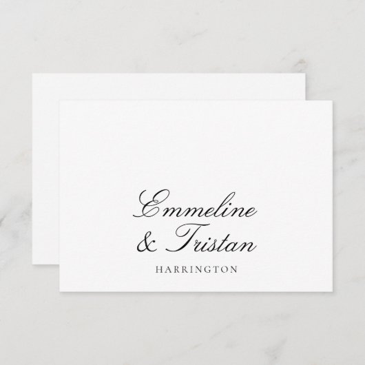 Eenvoudig Elegant paar Namen Script Monogram Notitiekaartje (Voorkant / Achterkant)