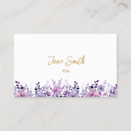 Eenvoudig Elegant Paarse Bloem Visitekaartje (Voorkant)