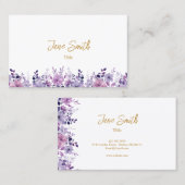 Eenvoudig Elegant Paarse Bloem Visitekaartje (Voorkant / Achterkant)