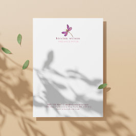 Eenvoudig & Elegant Paarse libel Letterhead Briefhoofd