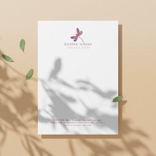 Eenvoudig & Elegant Paarse libel Letterhead Briefhoofd