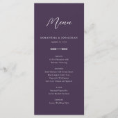 Eenvoudig Elegant Paarse Wedding Receptie Menu (Voorkant)