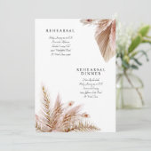 Eenvoudig Elegant Pampas Wedding Rehearsal II Kaart (Staand voorkant)