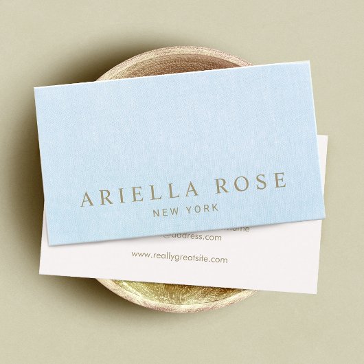 Eenvoudig Elegant Pastel Blauw Linnen Professionee Visitekaartje