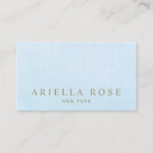 Eenvoudig Elegant Pastel Blauw Linnen Professionee Visitekaartje (Voorkant)