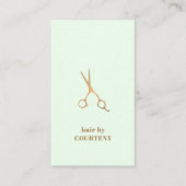 Eenvoudig Elegant Pastel Groen Faux Goud Schaar Ha Visitekaartje (Voorkant)