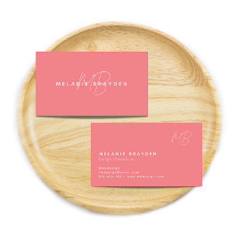 Eenvoudig Elegant Pastel Roze Minimalistische Dubb Visitekaartje