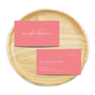 Eenvoudig Elegant Pastel Roze Minimalistische Dubb Visitekaartje