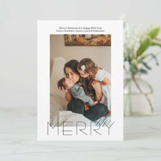 Eenvoudig Elegant, persoonlijk kerstfeest Feestdagenkaart (Staand voorkant)