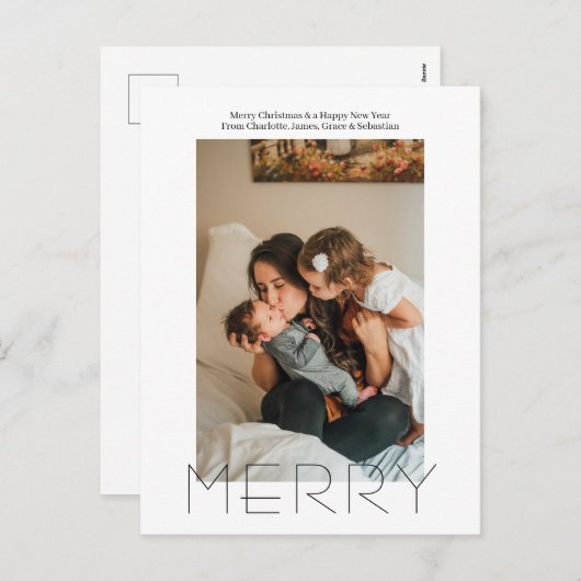 Eenvoudig Elegant, persoonlijk kerstfeest Feestdagenkaart (Voorkant / Achterkant)