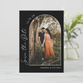 Eenvoudig Elegant Photo Black and White Wedding Save The Date (Staand voorkant)