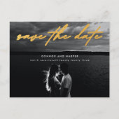 Eenvoudig Elegant Photo Gold White slaat de datum  Aankondigingskaart (Voorkant)